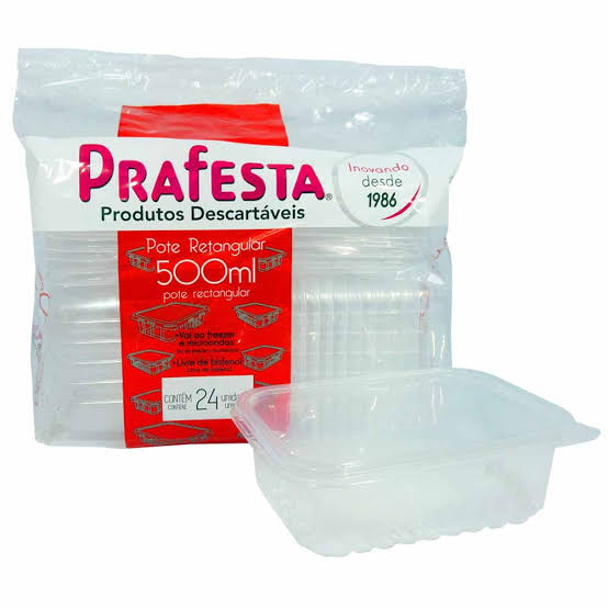 Pote Retangular 500ml C/24 Unidades Prafesta