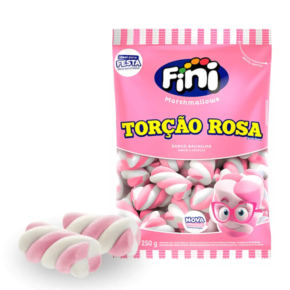 Marshmallow Fini Torção Rosa sabor Baunilha 250g