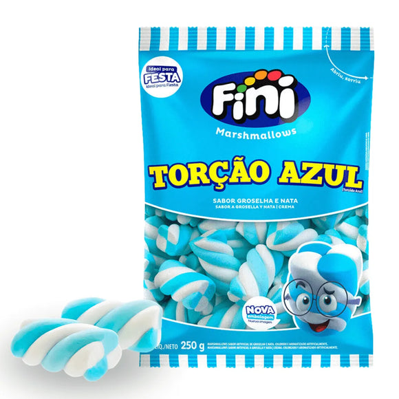 Marshmallow Fini Torção Azul sabor Groselha e Nata 250g