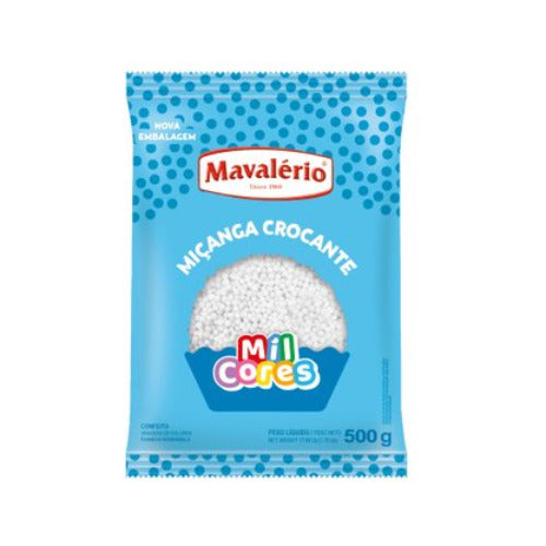 Confeito Miçanga Crocante Branco 500g Mavalério