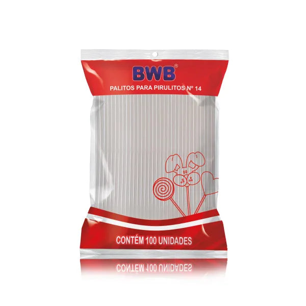 Palito De Pirulito C/100 Medio Nº14 Branco - BWB