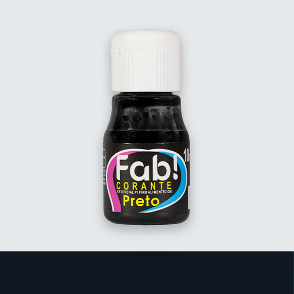 Corante Liquído FAB Cores 10ml - Preto