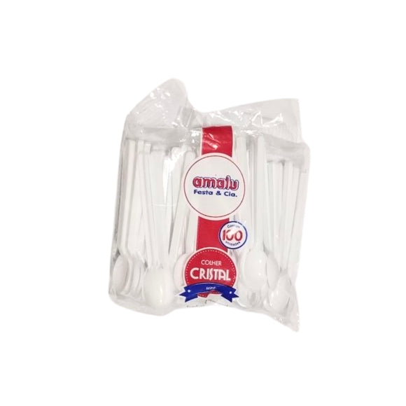 Colher Mini Branco C/100 unidades Amalu