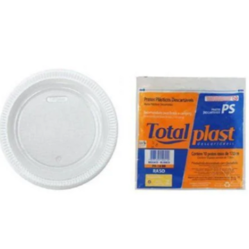 Prato Descartável De Refeição Branco (17,8cm) C/10 - Totalplast