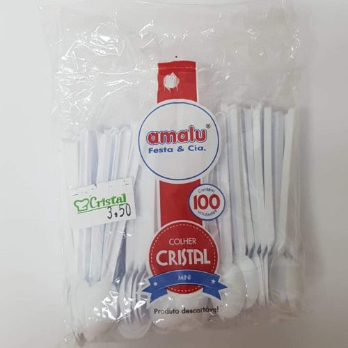 Colher Mini Branco C/100 unidades Amalu