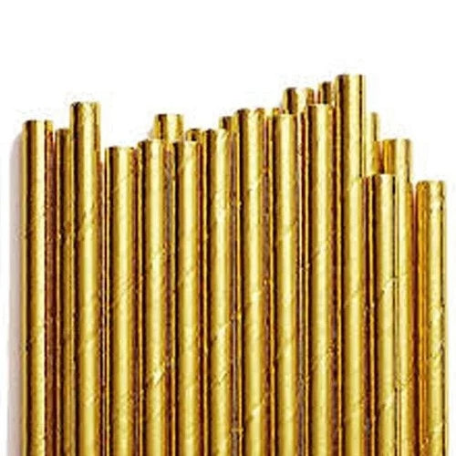 Canudo de Papel Metalizado Dourado C/12 Unid