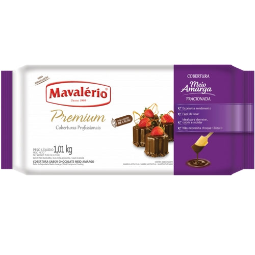 Cobertura Fracionada Premium Mavalério 1,01kg Meio Amargo